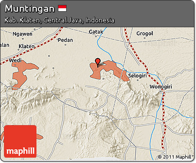Shaded Relief 3D Map of Muntingan
