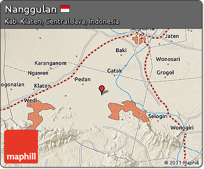 Shaded Relief 3D Map of Nanggulan