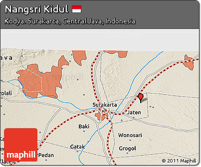 Shaded Relief 3D Map of Nangsri Kidul