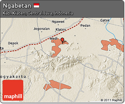 Shaded Relief 3D Map of Ngabetan