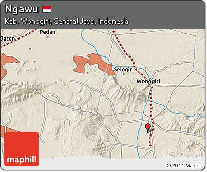 Shaded Relief 3D Map of Ngawu
