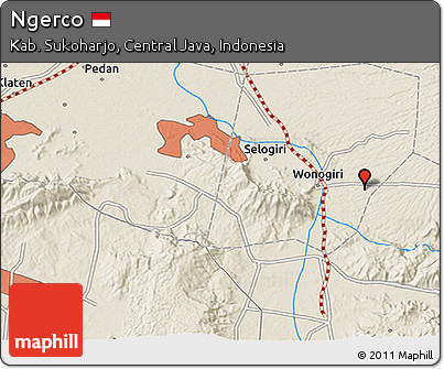 Shaded Relief 3D Map of Ngerco