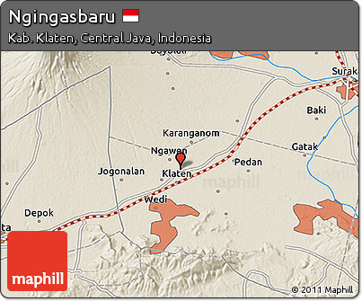 Shaded Relief 3D Map of Ngingasbaru