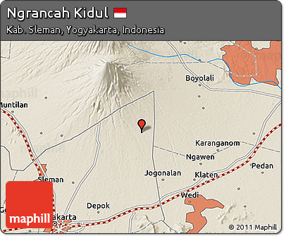 Shaded Relief 3D Map of Ngrancah Kidul