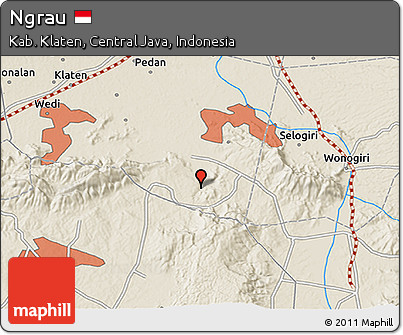 Shaded Relief 3D Map of Ngrau