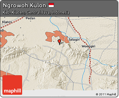 Shaded Relief 3D Map of Ngrowoh Kulon