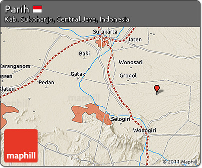 Shaded Relief 3D Map of Parih