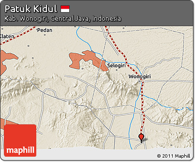 Shaded Relief 3D Map of Patuk Kidul