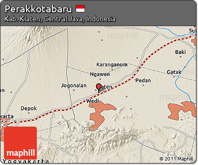 Shaded Relief 3D Map of Perakkotabaru