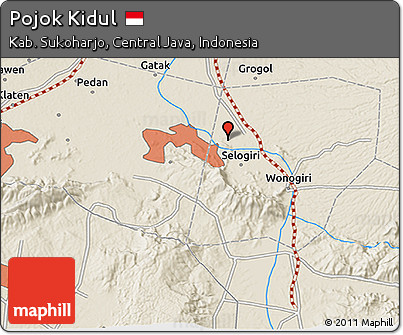 Shaded Relief 3D Map of Pojok Kidul