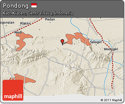 Shaded Relief 3D Map of Pondong