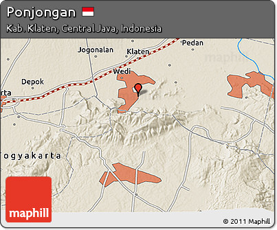 Shaded Relief 3D Map of Ponjongan