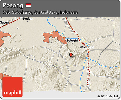 Shaded Relief 3D Map of Posong