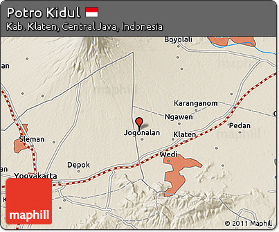 Shaded Relief 3D Map of Potro Kidul