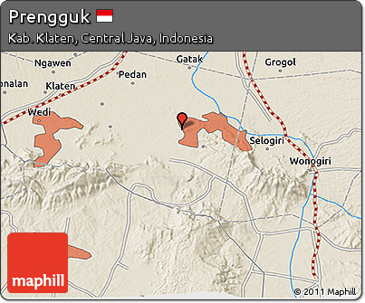 Shaded Relief 3D Map of Prengguk