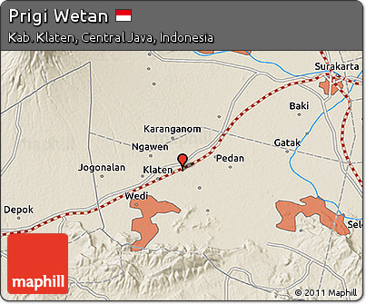 Shaded Relief 3D Map of Prigi Wetan
