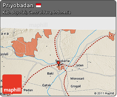 Shaded Relief 3D Map of Priyobadan