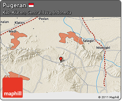 Shaded Relief 3D Map of Pugeran