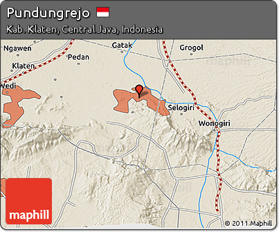 Shaded Relief 3D Map of Pundungrejo