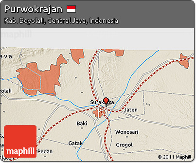 Shaded Relief 3D Map of Purwokrajan