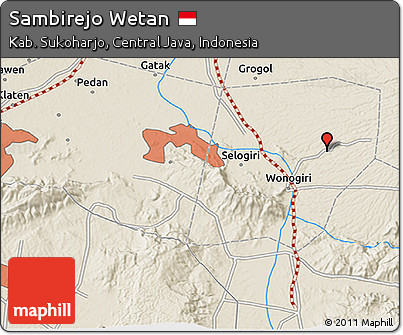 Shaded Relief 3D Map of Sambirejo Wetan