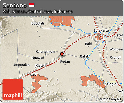 Shaded Relief 3D Map of Sentono