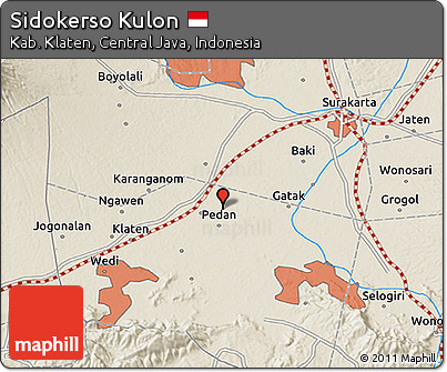 Shaded Relief 3D Map of Sidokerso Kulon