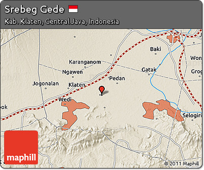 Shaded Relief 3D Map of Srebeg Gede