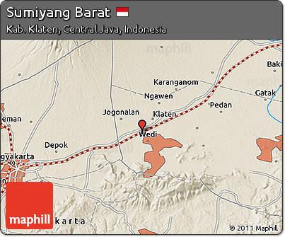 Shaded Relief 3D Map of Sumiyang Barat