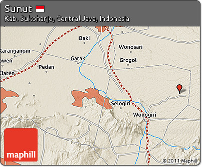 Shaded Relief 3D Map of Sunut
