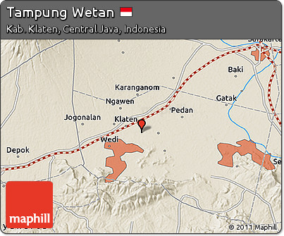 Shaded Relief 3D Map of Tampung Wetan