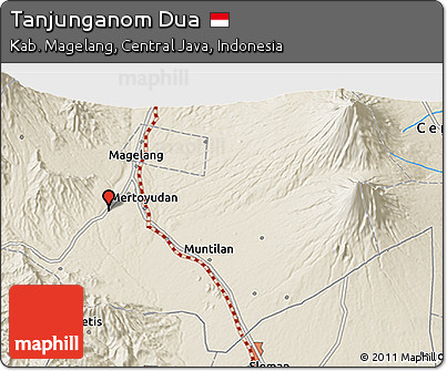 Shaded Relief 3D Map of Tanjunganom Dua
