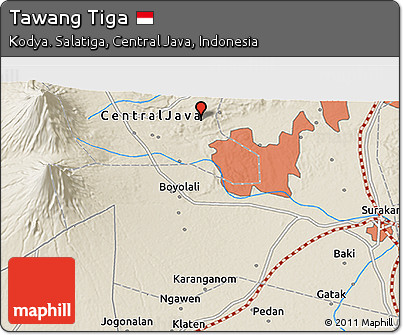 Shaded Relief 3D Map of Tawang Tiga