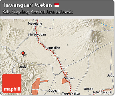 Shaded Relief 3D Map of Tawangsari Wetan