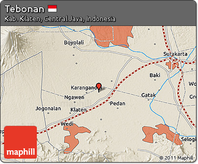Shaded Relief 3D Map of Tebonan