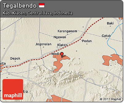 Shaded Relief 3D Map of Tegalbendo