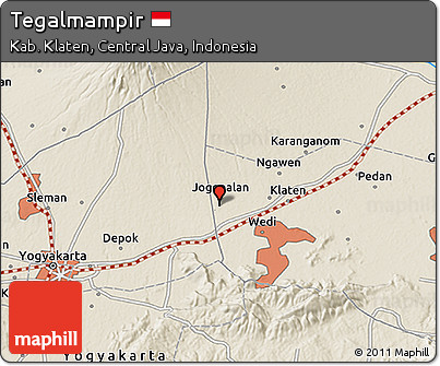 Shaded Relief 3D Map of Tegalmampir