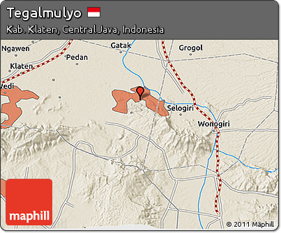 Shaded Relief 3D Map of Tegalmulyo