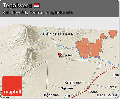 Shaded Relief 3D Map of Tegalweru