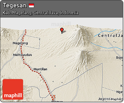 Shaded Relief 3D Map of Tegesan