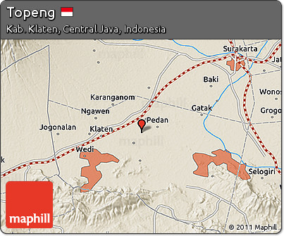 Shaded Relief 3D Map of Topeng