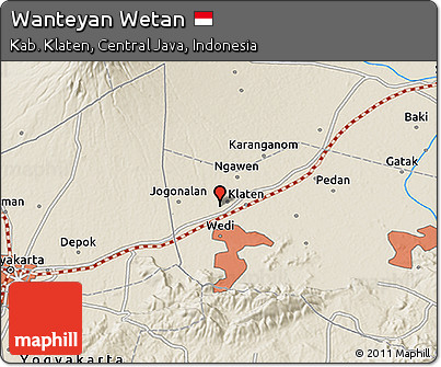 Shaded Relief 3D Map of Wanteyan Wetan