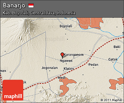 Shaded Relief 3D Map of Banarjo