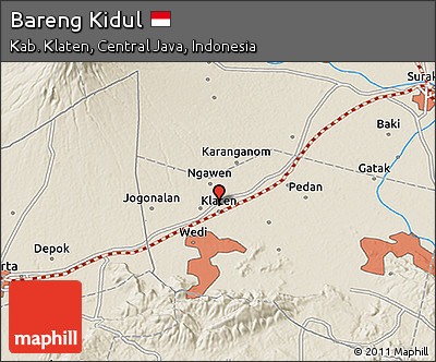 Shaded Relief 3D Map of Bareng Kidul