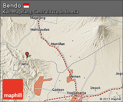 Shaded Relief 3D Map of Bendo
