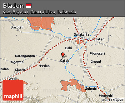 Shaded Relief 3D Map of Bladon