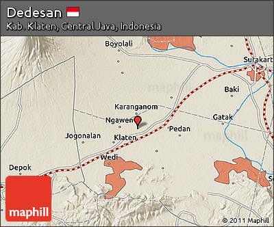 Shaded Relief 3D Map of Dedesan