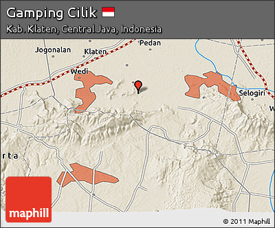 Shaded Relief 3D Map of Gamping Cilik
