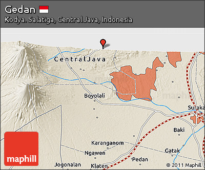 Shaded Relief 3D Map of Gedan