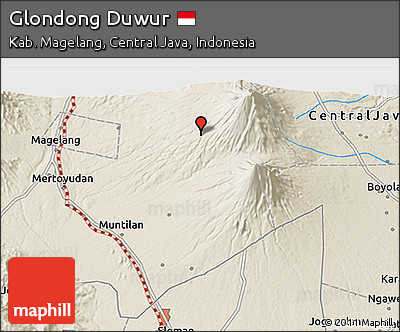 Shaded Relief 3D Map of Glondong Duwur